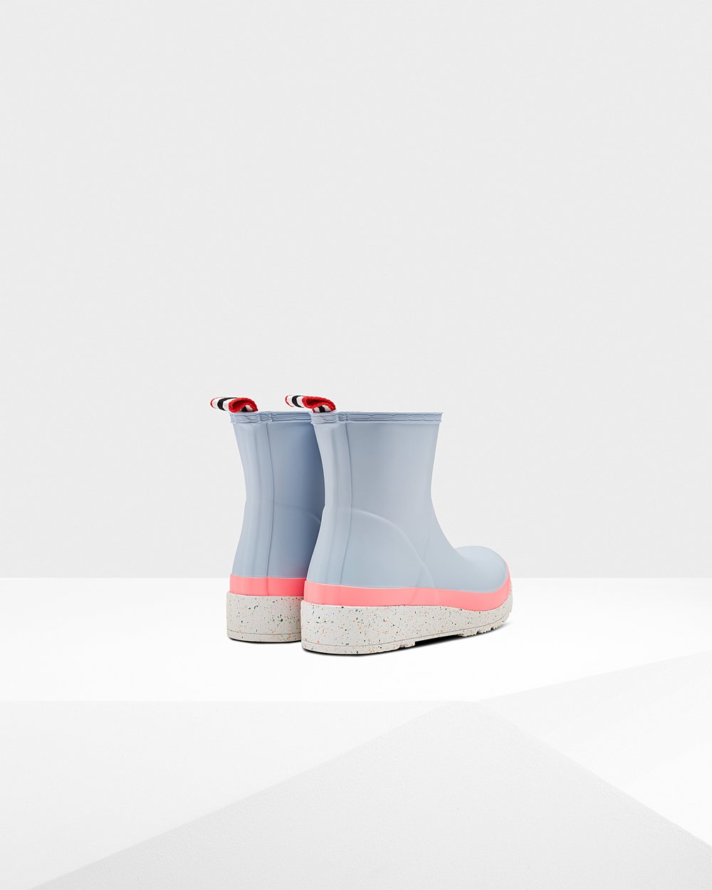 Womens Play Boots - Hunter Original Short Speckle Rain (40BNEDRSU) - Grey/Pink